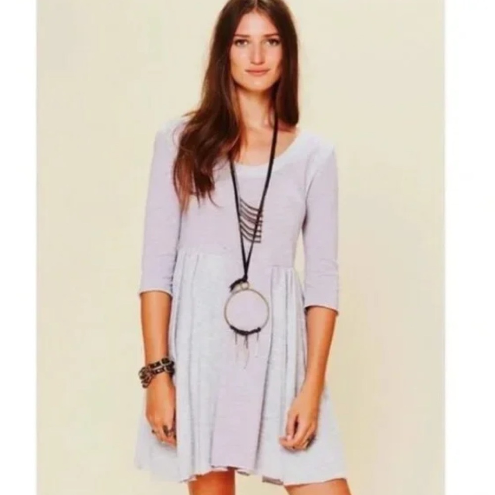 Free People Beach Mini Tunic Dress 3/4 Sleeve